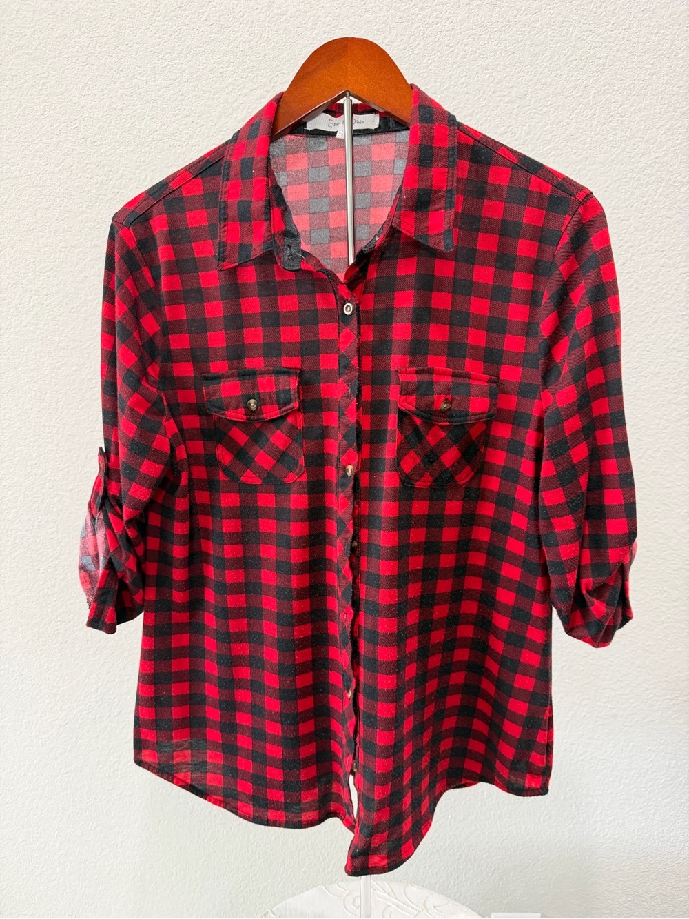 Eden & Olivia Red and Black Plaid Shirt